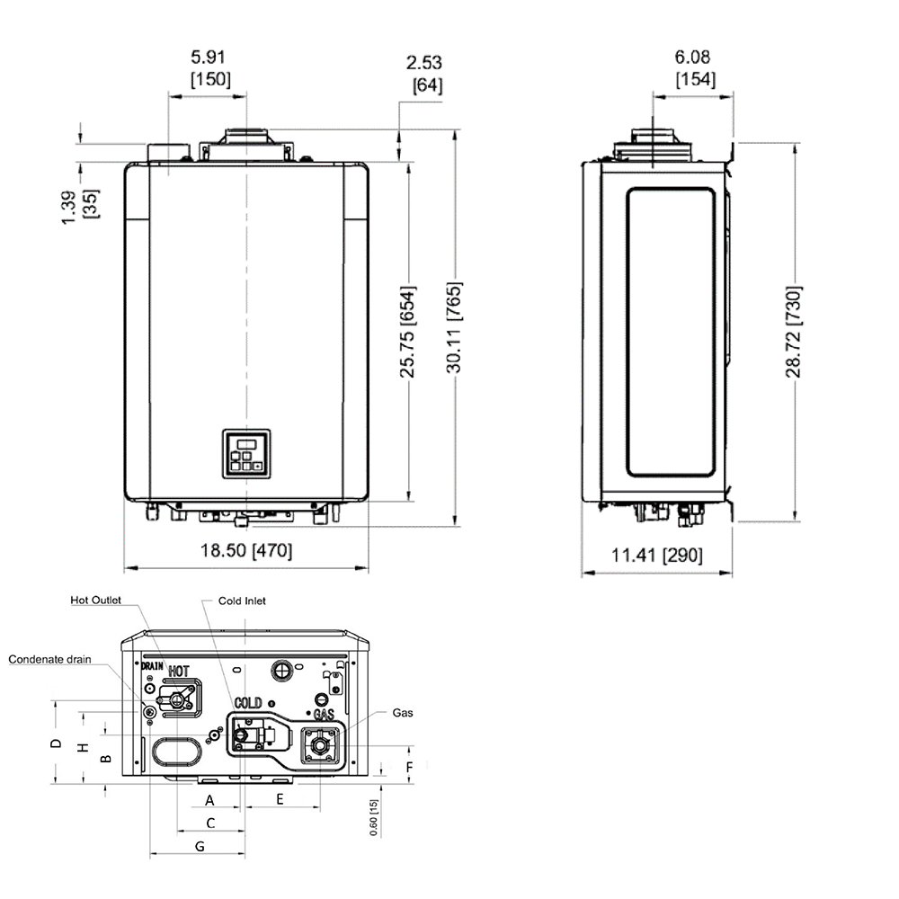 Rinnai Condensing Tankless Water Heater Dimensions